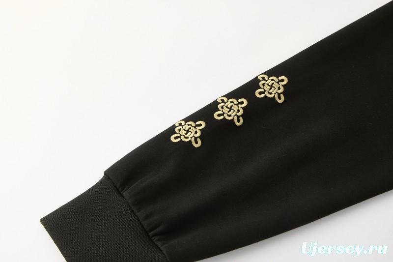 26/27 Manchester United Black Pullover Hooded Tracksuit + Long Pants