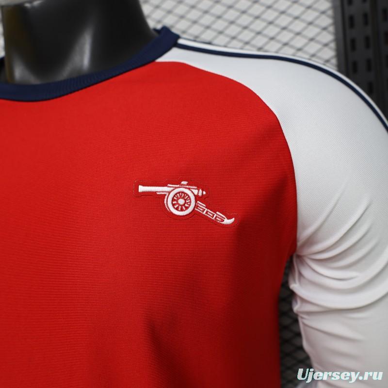 Player Version 2026  Arsenal x Adidas Originals Retro Red with White Long Sleeve Raglan Home Jersey