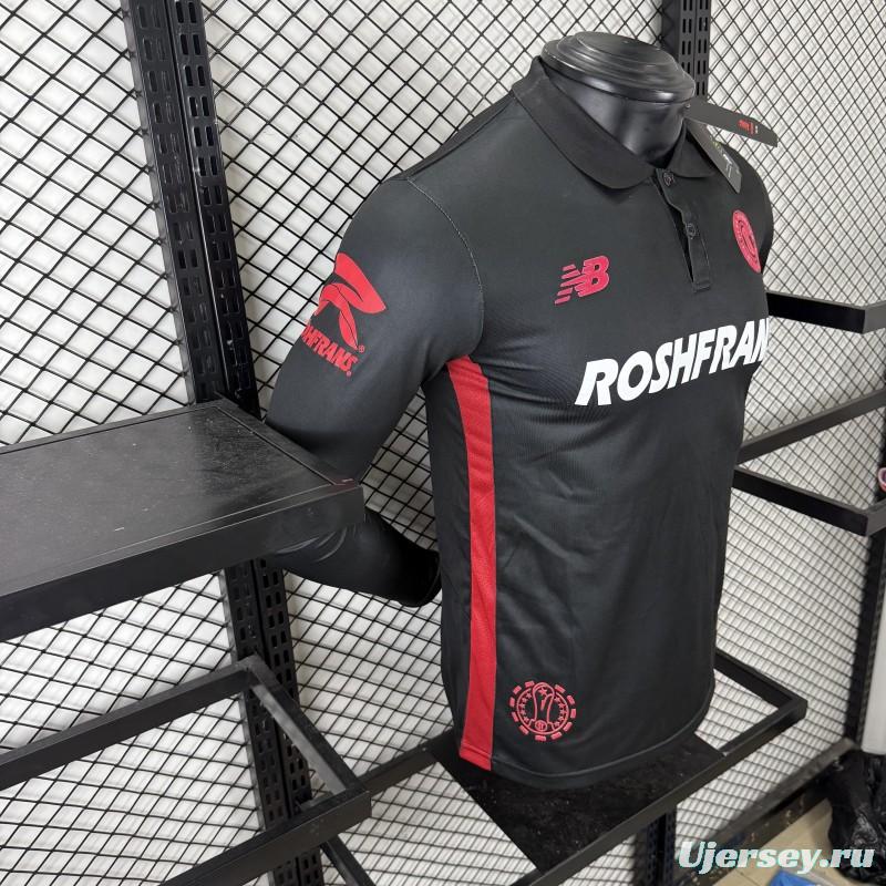 Player Version 25/26 Deportivo Toluca FC Black Goalkeeper Long Sleeve Jersey with Polo Collar