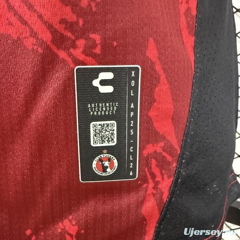 Player Version 25/26 Club Tijuana Red & Black home Jersey