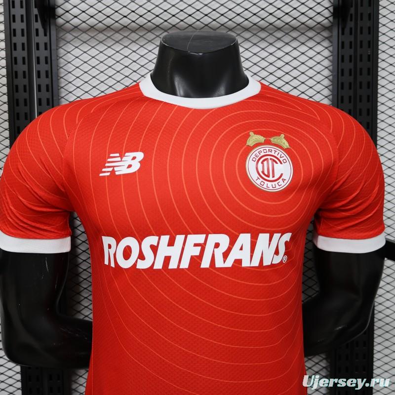 Player Version 26/27 Deportivo Toluca FC Red with Circular Stripe Pattern Home Jersey