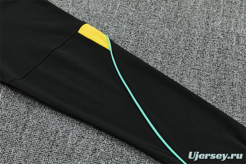 2026 Brazil Black & Yellow Half Zipper Jacket Tracksuit + Long Pants