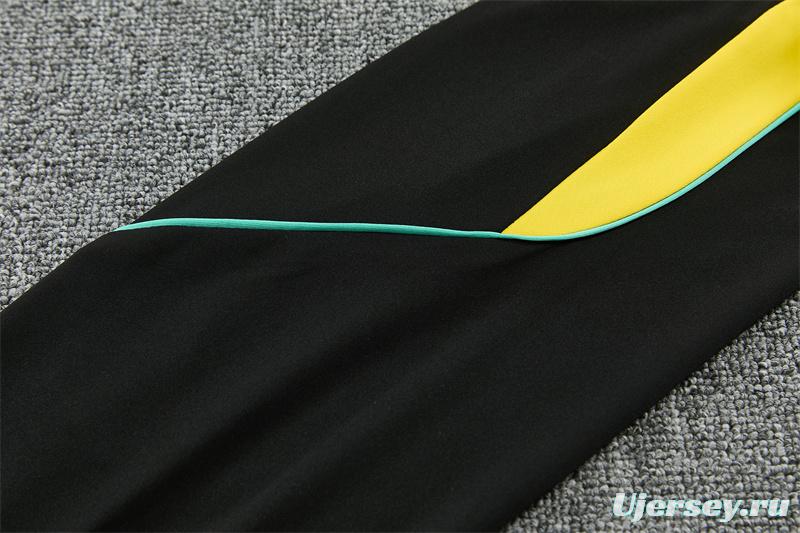 2026 Brazil Black & Yellow Half Zipper Jacket Tracksuit + Long Pants