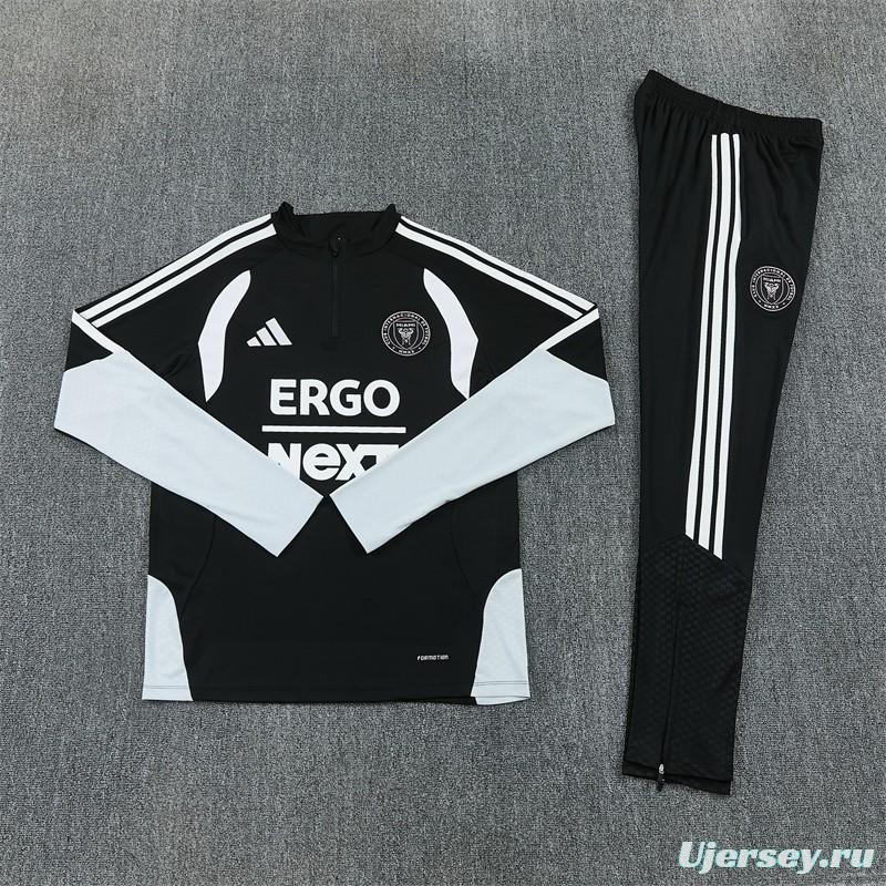 2026 Inter Miami CF Black & White Half Zipper Jacket Tracksuit + Long Pants