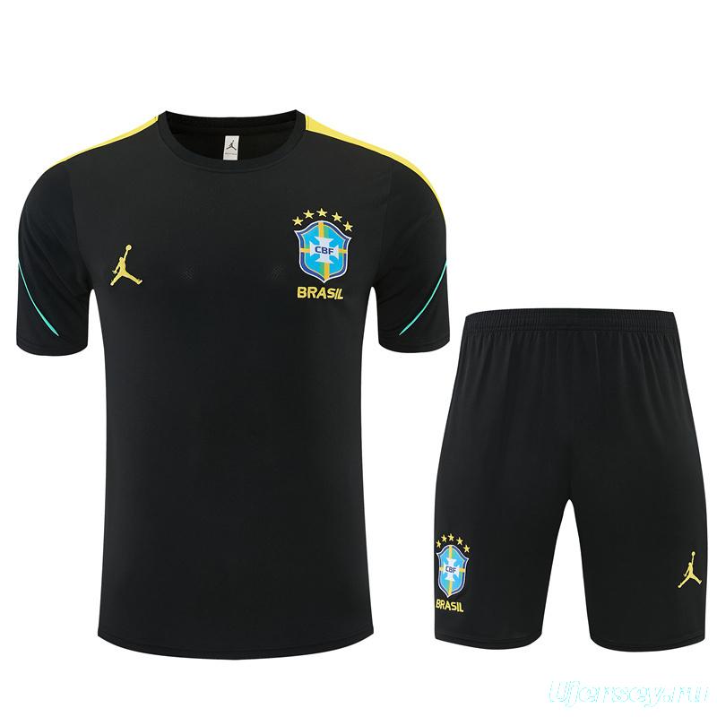2026 Brazil Black & Yellow Short Sleeve+Soccer Shorts