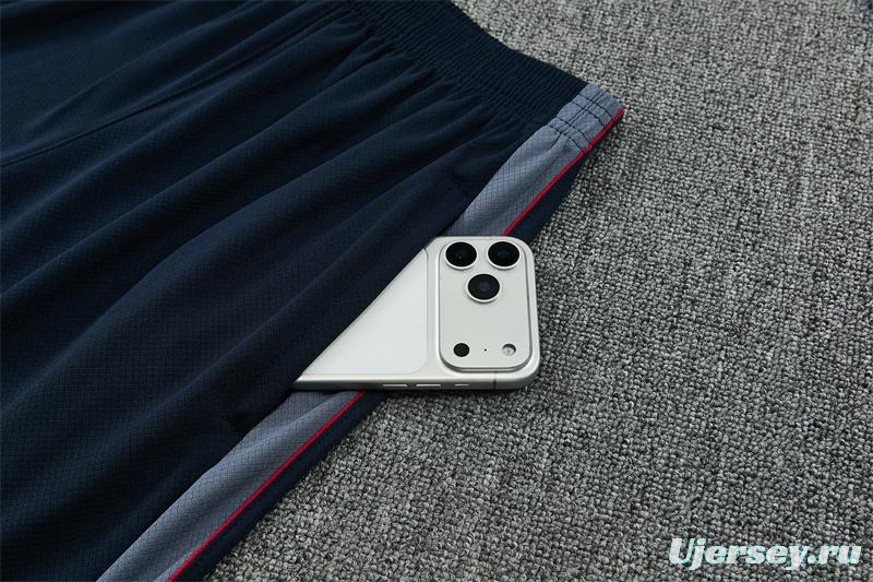 2026 England Grey Short Sleeve+ Navy Blue Soccer Shorts