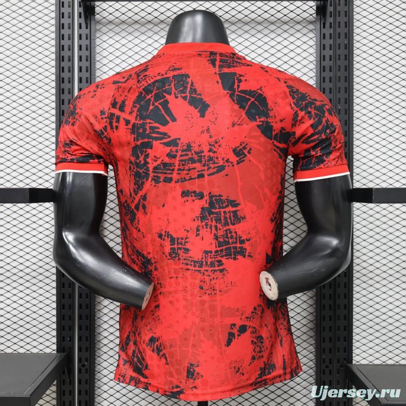 Player Version 2026 Canada National Team Red with Black Grunge Print Home Jersey