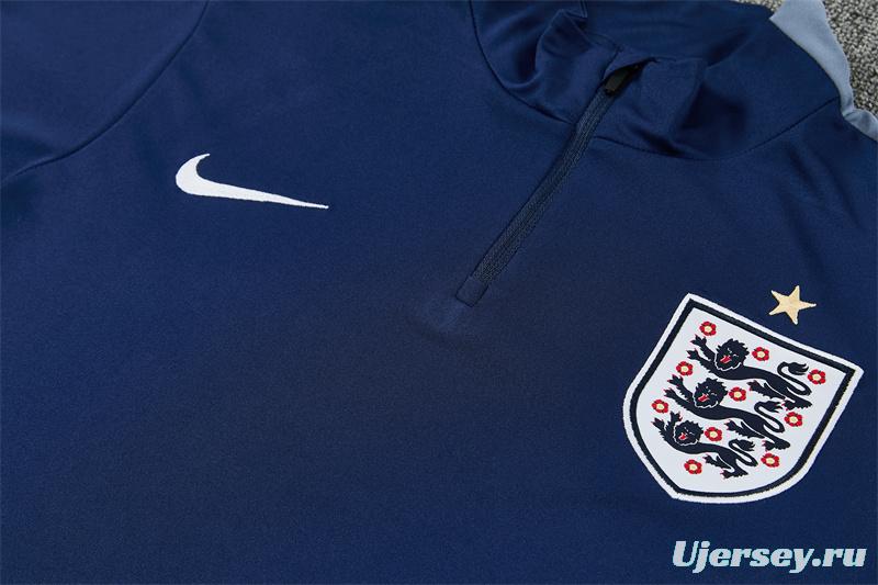2026 England Navy Blue  Half Zipper Jacket Tracksuit + Long Pants (Nike)