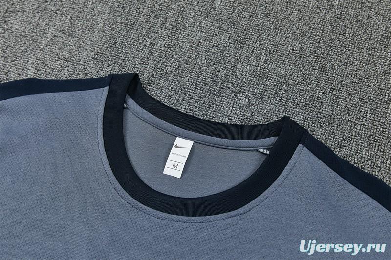 2026 England Grey Short Sleeve+ Navy Blue Soccer Shorts