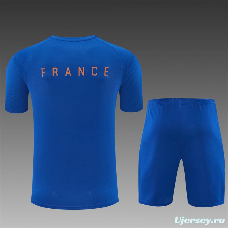 2026 France Blue & Orange Short Sleeve+Soccer Shorts