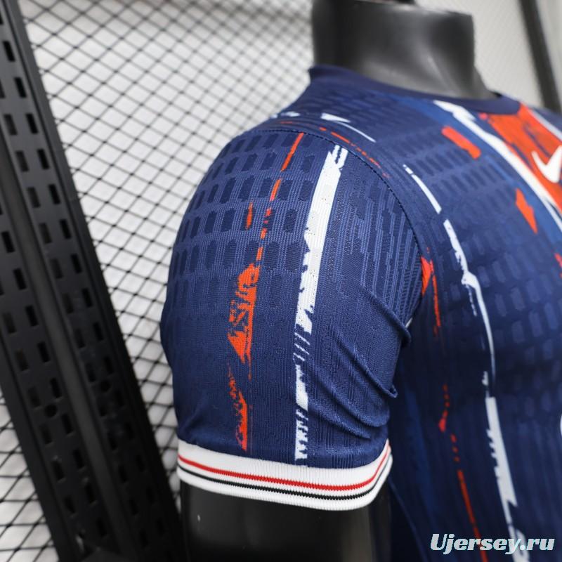 Player Version 25/26 Paris Saint-Germain Navy Blue with Orange Brushstroke Home Jersey