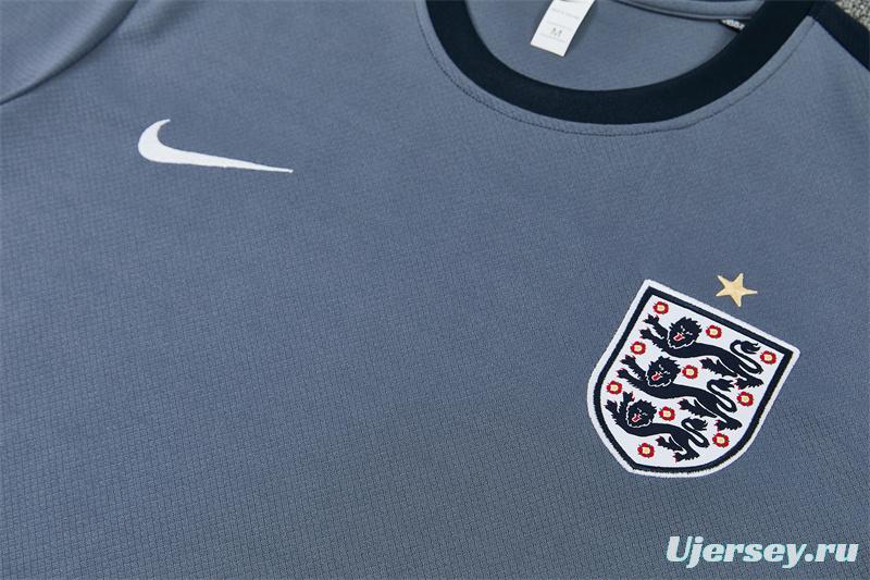 2026 England Grey Short Sleeve+ Navy Blue Soccer Shorts