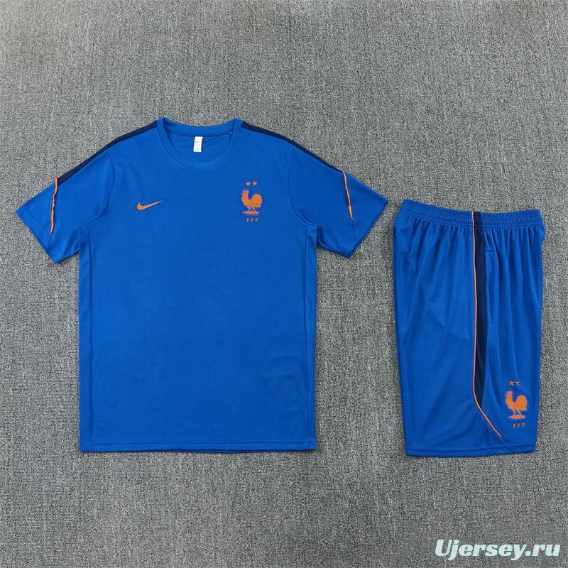 2026 France Blue & Orange Short Sleeve+Soccer Shorts