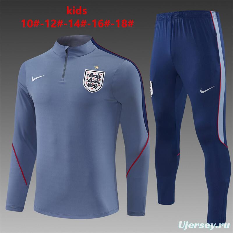 2026 England Grey Half Zipper Jacket Tracksuit + Navy  Blue Long Pants (Nike)