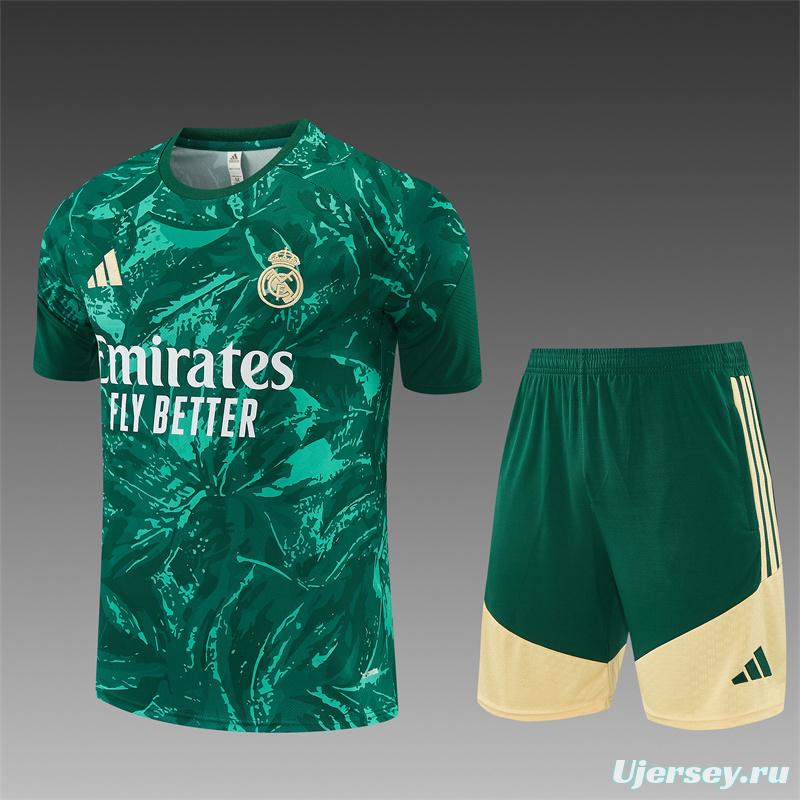 2026 Real Madrid Green Camouflage  Short Sleeve+Soccer Shorts
