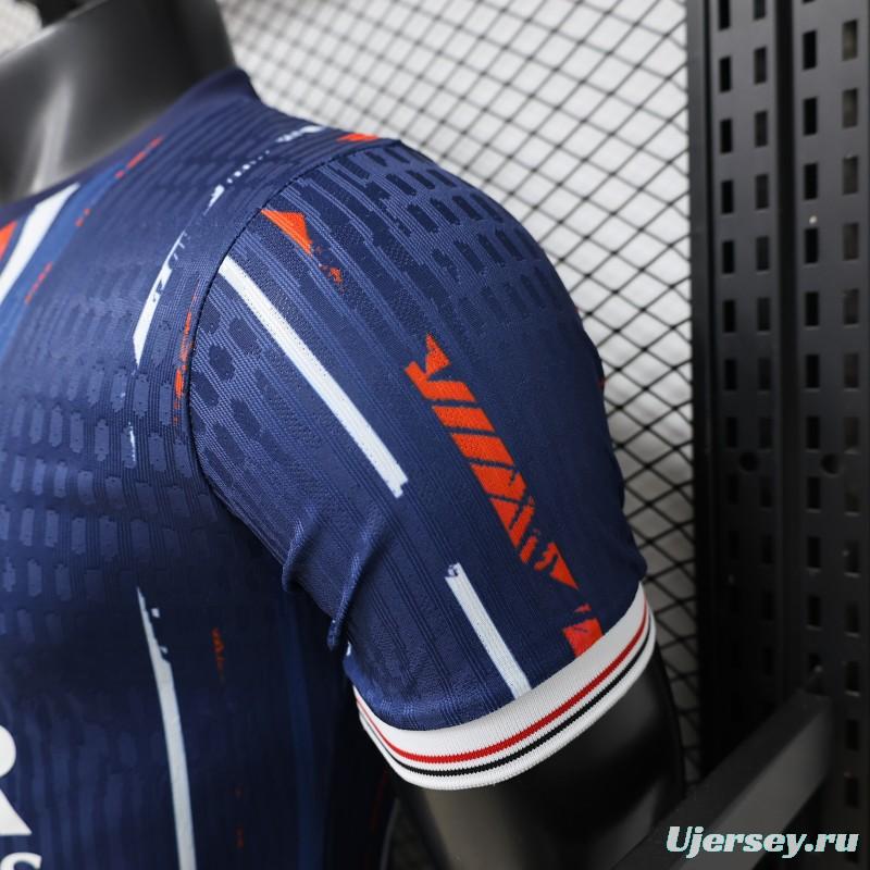 Player Version 25/26 Paris Saint-Germain Navy Blue with Orange Brushstroke Home Jersey