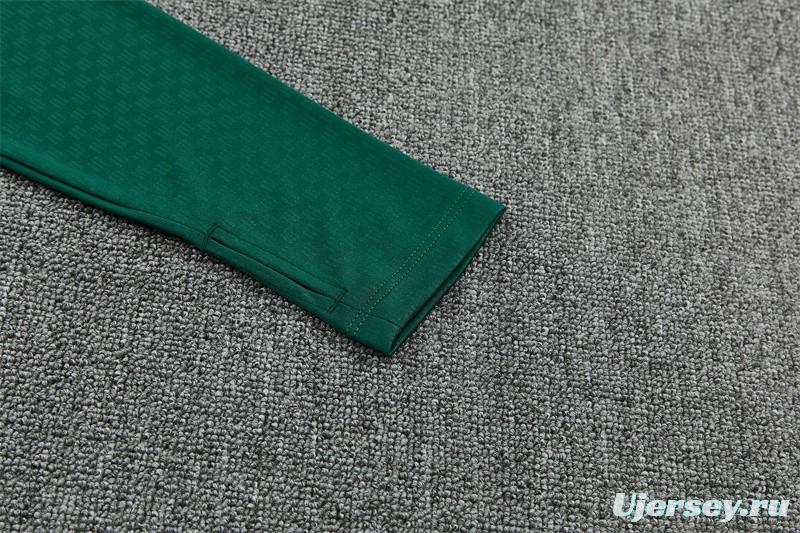 2026 Real Madrid Dark Green Camouflage  Half Zipper Jacket Tracksuit + Long Pants (Adidas)