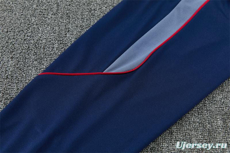 2026 England Grey Half Zipper Jacket Tracksuit + Navy  Blue Long Pants (Nike)