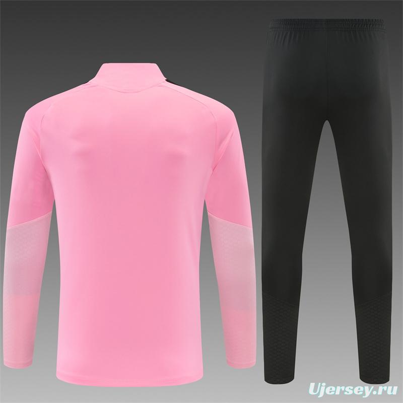 2026 Inter Miami CF Pink  Half Zipper Jacket Tracksuit + Black Long Pants