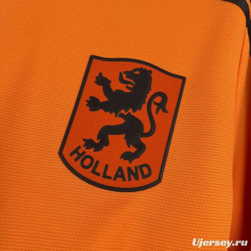 1980 Retro Netherlands Home Long Sleeve Jersey