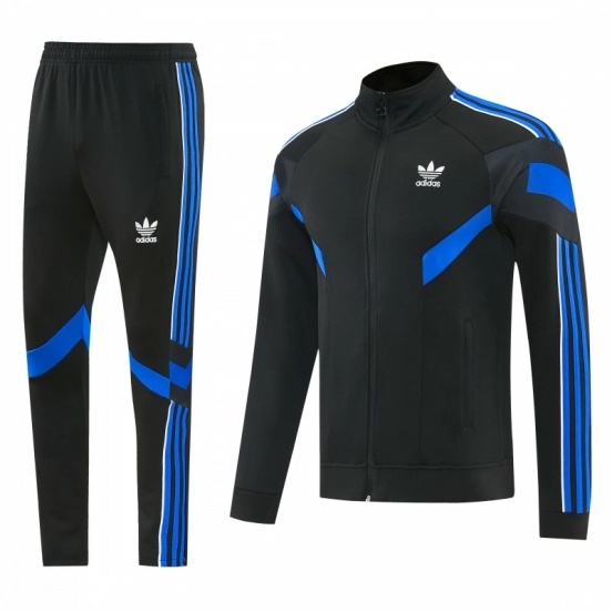 2026/27 Adidas Originals Black & Royal Blue Full Zipper Jacket Tracksuit + Long Pants