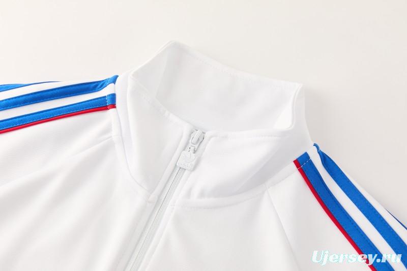 2026/27 Adidas Originals  White Full Zipper Jacket Tracksuit + Navy Blue Long Pants