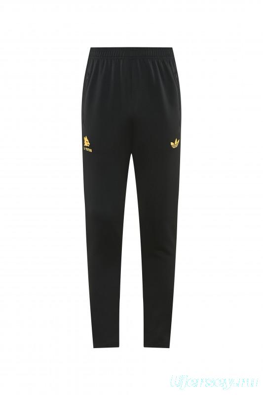 2026/27 AS Roma Burgundy & Gold Full Zipper Jacket Tracksuit +Black  Long Pants