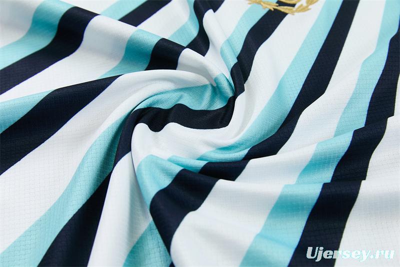 2026 Argentina White & Light Blue Radial Stripe Short Sleeve+Soccer Shorts