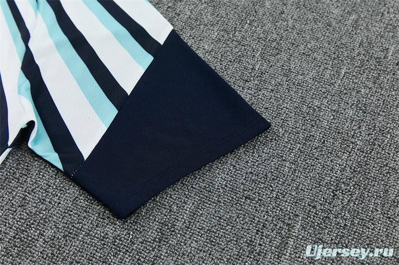 2026 Argentina White & Light Blue Radial Stripe Short Sleeve+Soccer Shorts