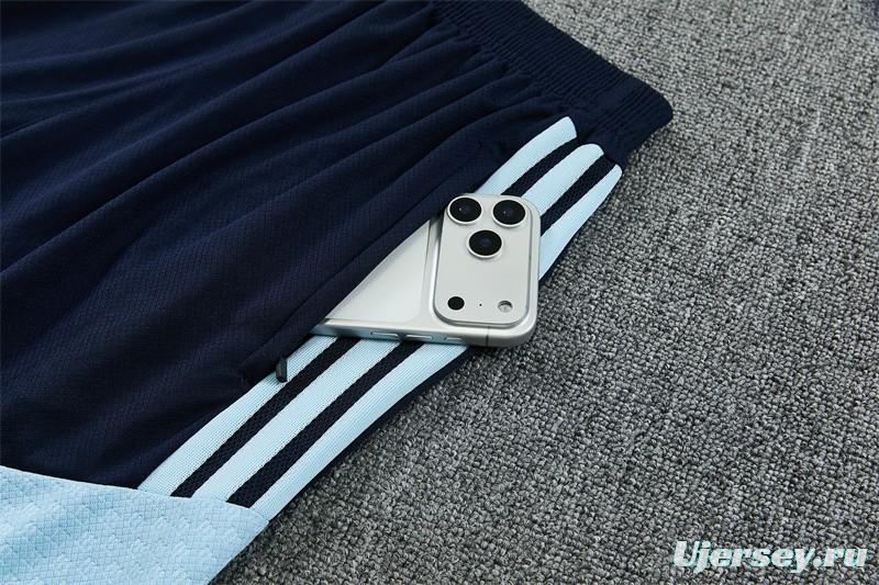 2026 Argentina White & Light Blue Radial Stripe Short Sleeve+Soccer Shorts