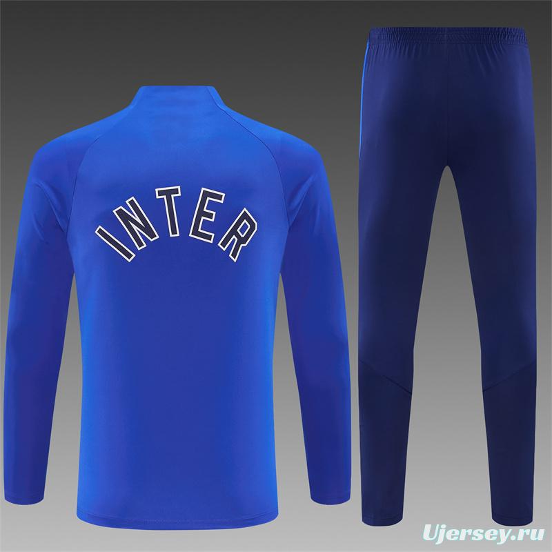 2026 Inter Milan Royal Blue Half  Zipper Jacket Tracksuit + Long Pants (Nike)
