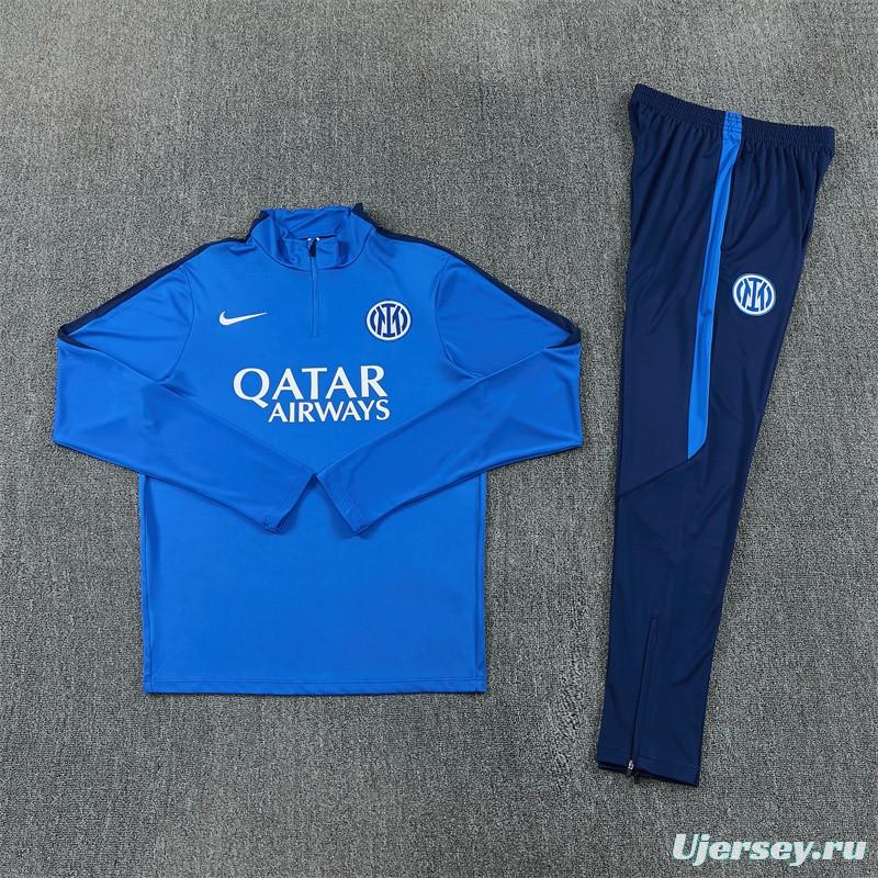 2026 Inter Milan Royal Blue Half  Zipper Jacket Tracksuit + Long Pants (Nike)