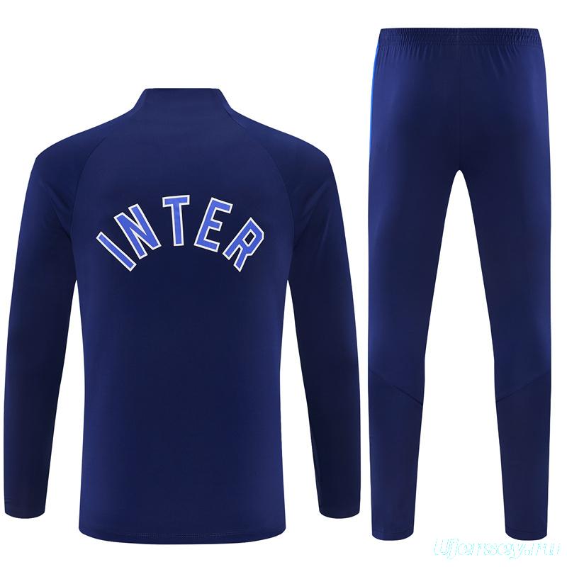 2026 Inter Milan Dark Navy Blue Half Zipper Jacket Tracksuit + Long Pants