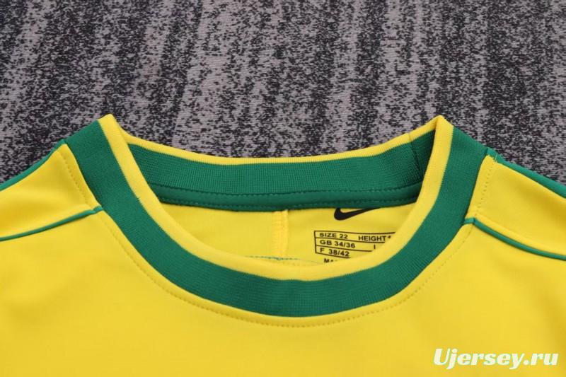 Retro Kids 1998 Brazil Home Long Sleeve Jersey