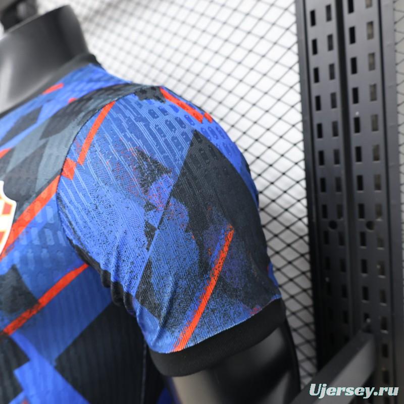 Player Version 2026 Croatia Third Special Edition Blue with Abstract Geometric Brushstroke Pattern Jersey