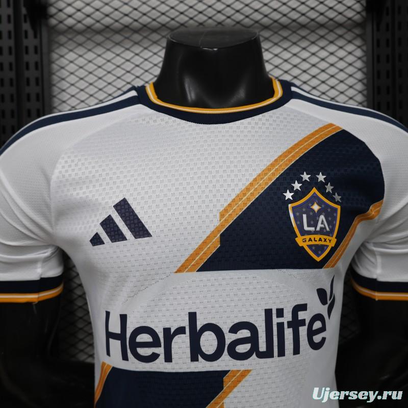 Player Version 2026 LA Galaxy Home White with  Gold Diagonal Sash Jersey