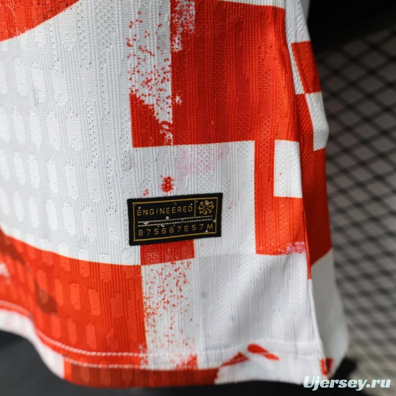 Player Version 2026 Croatia Home Red White with Checkerboard Pattern Jersey