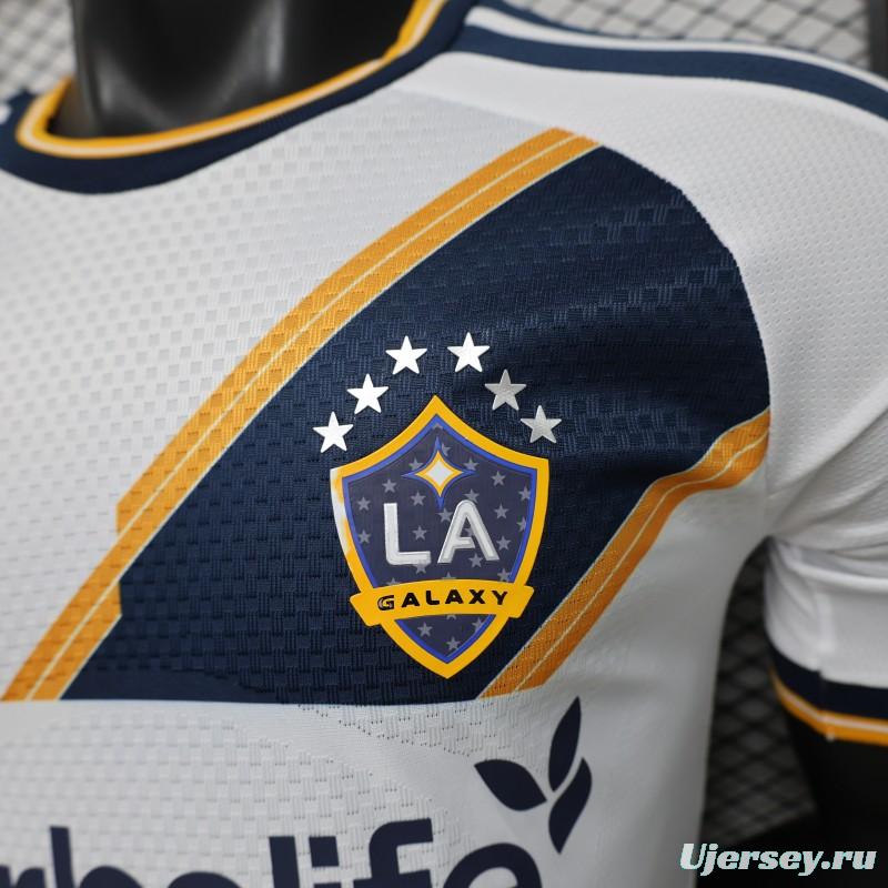 Player Version 2026 LA Galaxy Home White with  Gold Diagonal Sash Jersey