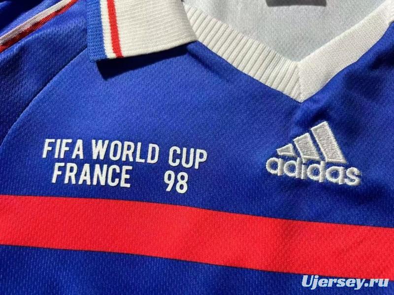 Retro Kids 1998 France Home Long Sleeve Jersey