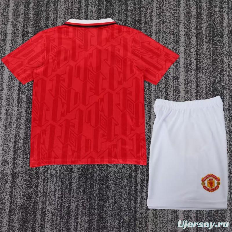 Retro Kids 92/94 Manchester United Red Home Jersey