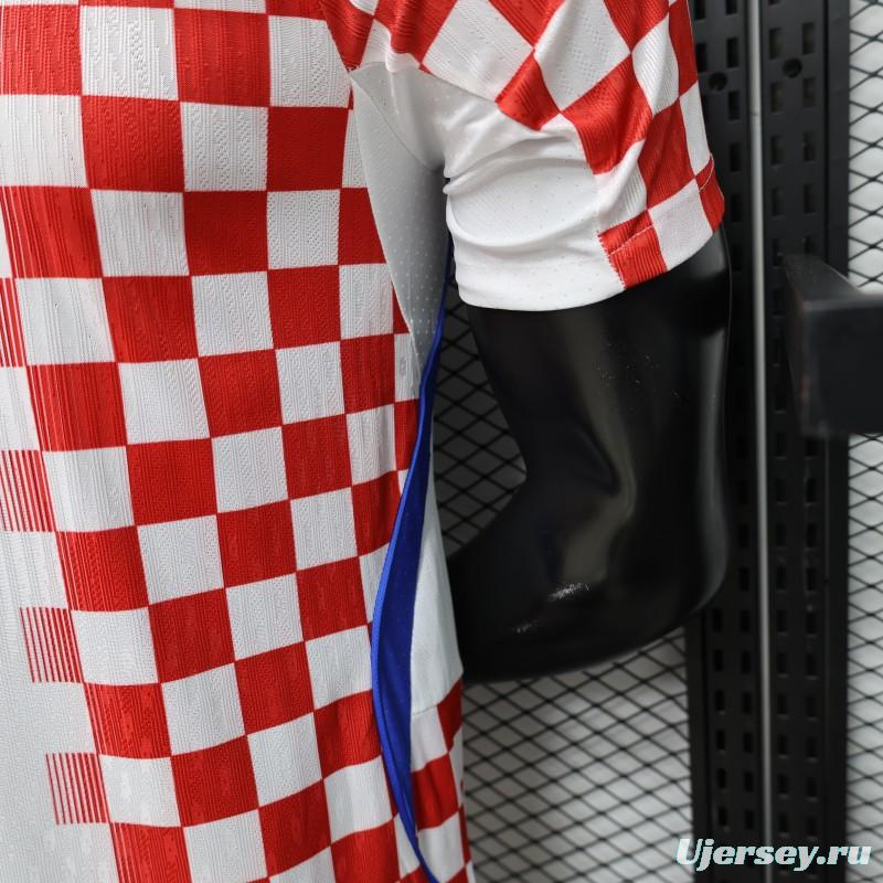 Player Version 2026 Croatia Home White & Red with Gradient Checkerboard Pattern Jersey