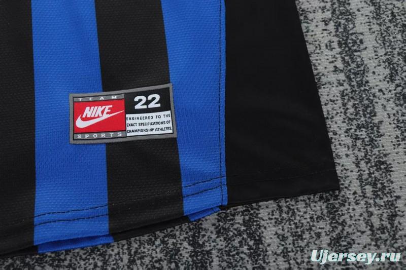 Retro 98/99 Kids  Inter Milan Blue & Black Stripe Home Jersey