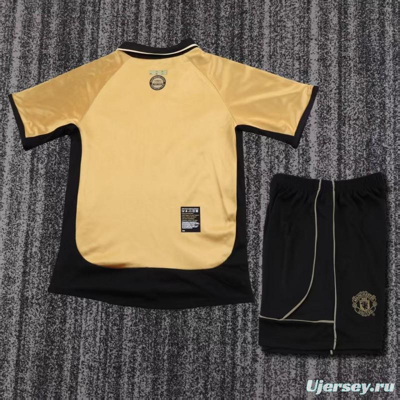 Retro Kids 01/02 Manchester United Centenary Golden Reversible Jersey