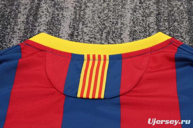 Retro Kids 10/11 Barcelona Red Blue Home Long Sleeve Jersey
