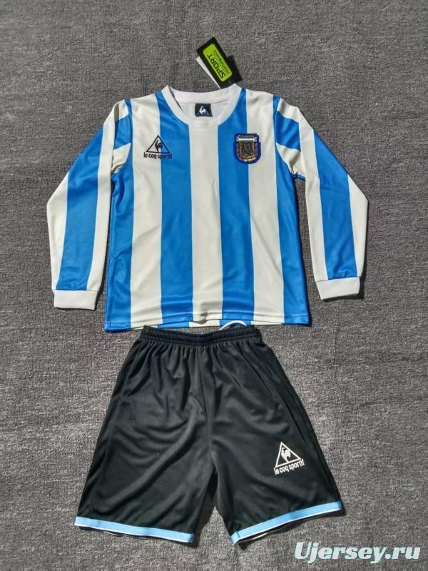Retro 1998 Kids Argentina Home Long Sleeve Jersey