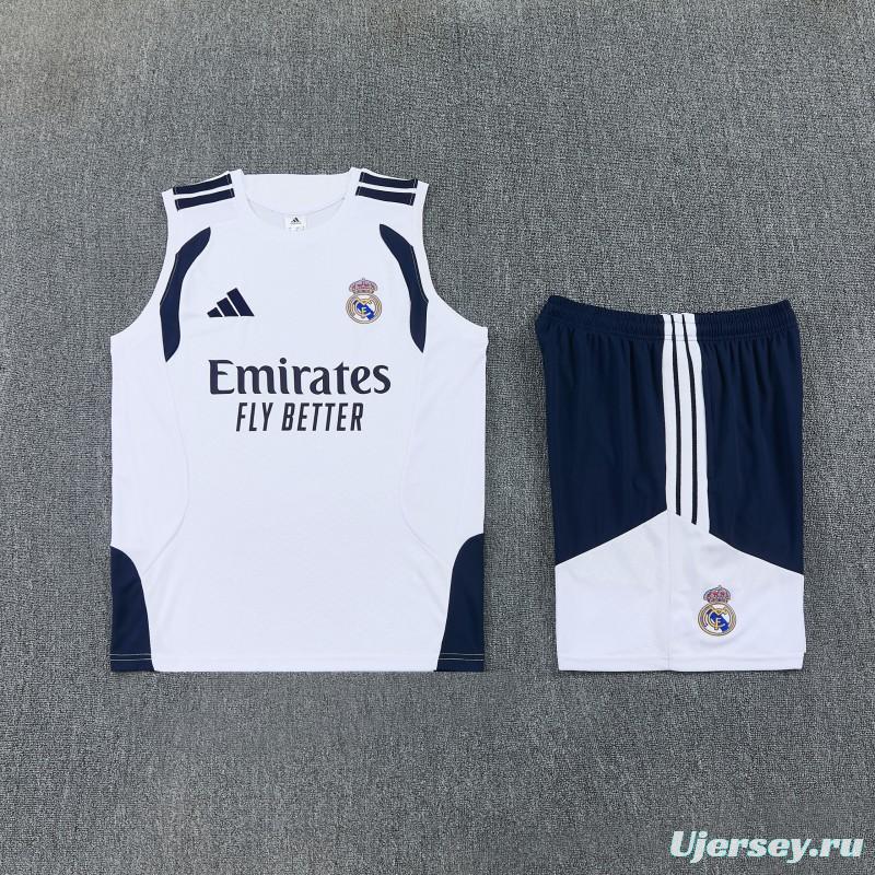 26/27 Real Madrid  White Sleeveless Vest Tracksuit + Short Pants