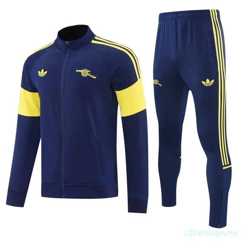 26/27 Arsenal Navy Blue & Yellow Full Zipper Jacket Tracksuit + Long Pants