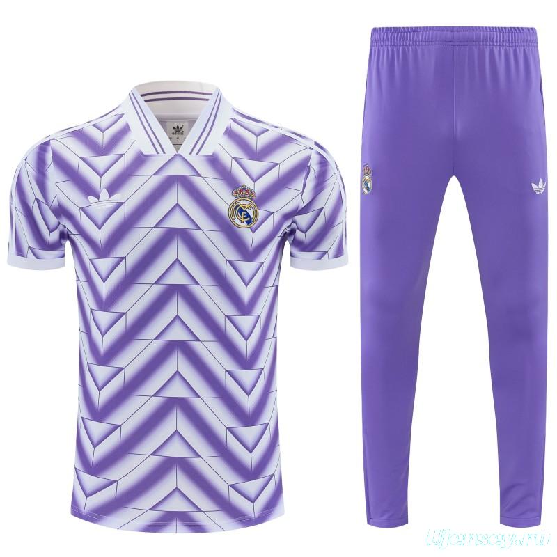 26/27 Real Madrid Purple Short Sleeve Tracksuit + Long Pants