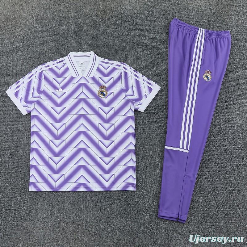 26/27 Real Madrid Purple Short Sleeve Tracksuit + Long Pants