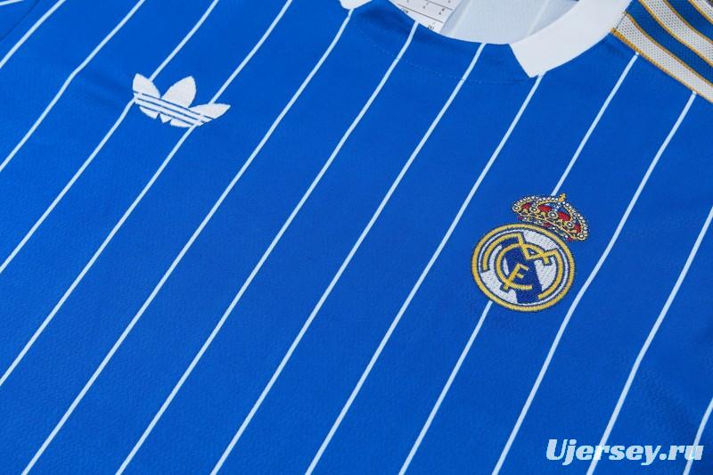 26/27 Real Madrid Blue Short Sleeve Tracksuit + Long Pants